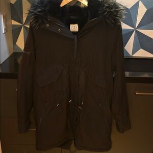 Black S13 Parka with Faux Fur Hood